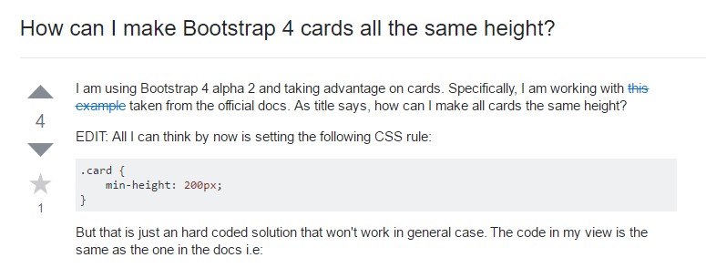 Insights on how can we  develop Bootstrap 4 cards  all the same tallness?